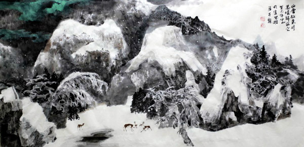加宏杰先生作品欣赏-《山雪欲来时》59x120cm 2013年