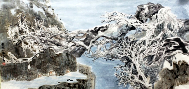 加宏杰《寒色人家》59x120cm 2013年