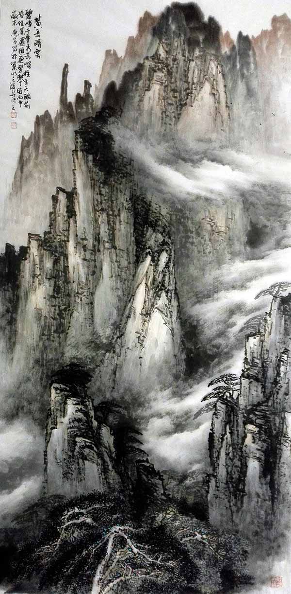 刘东方山水画:黄岳晴云